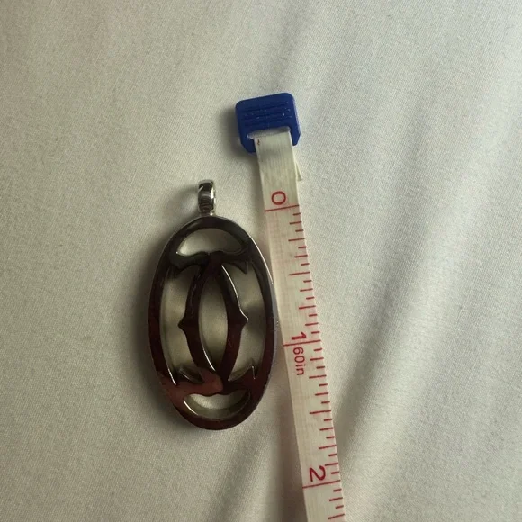 Authentic Cartier 2C Logo Silver Pendant Top Charm w/ Box - Picture 6 of 8